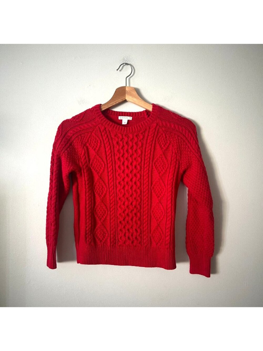 J. Crew Crewcuts Red Cableknit Cotton Crewneck Sweater Kid's Size M 8-9